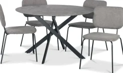 Hogrän matgrupp Ø120 cm bord i betongimitation + 4 st Lokrume grå stolar