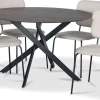Hogrän matgrupp Ø120 cm bord i mörkt trä + 4 st Lokrume beige stolar