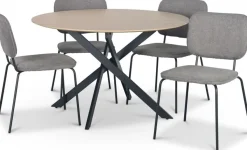 Hogrän matgrupp Ø120 cm bord i ljust trä + 4 st Lokrume grå stolar + 3.00 x Möbeltassar