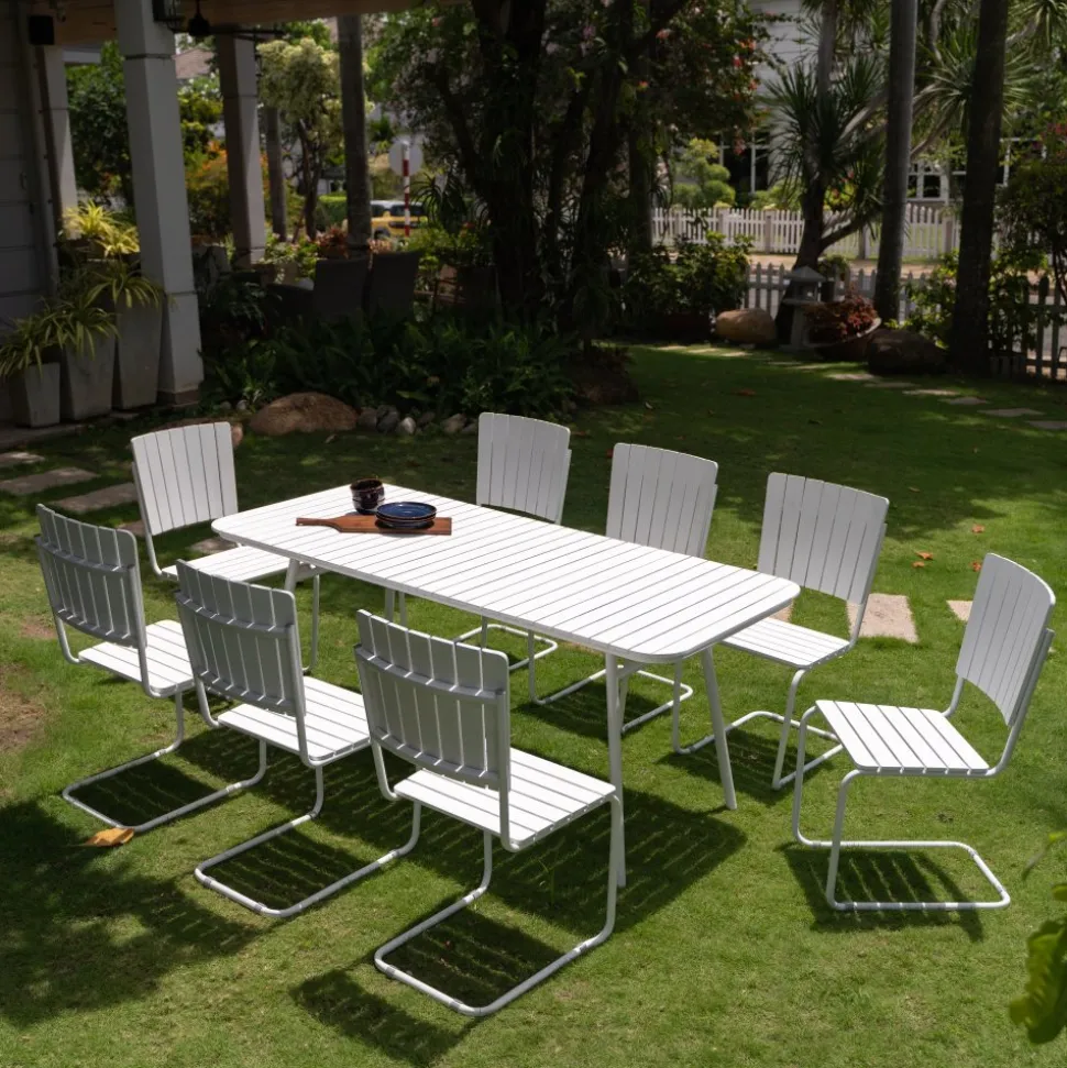 Holmsund matgrupp; bord 180x80 cm med 8 st stolar - vit