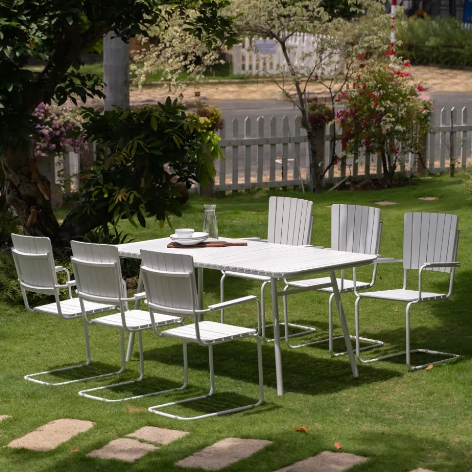 Holmsund matgrupp; bord 180x80 cm med 6 st karmstolar - vit