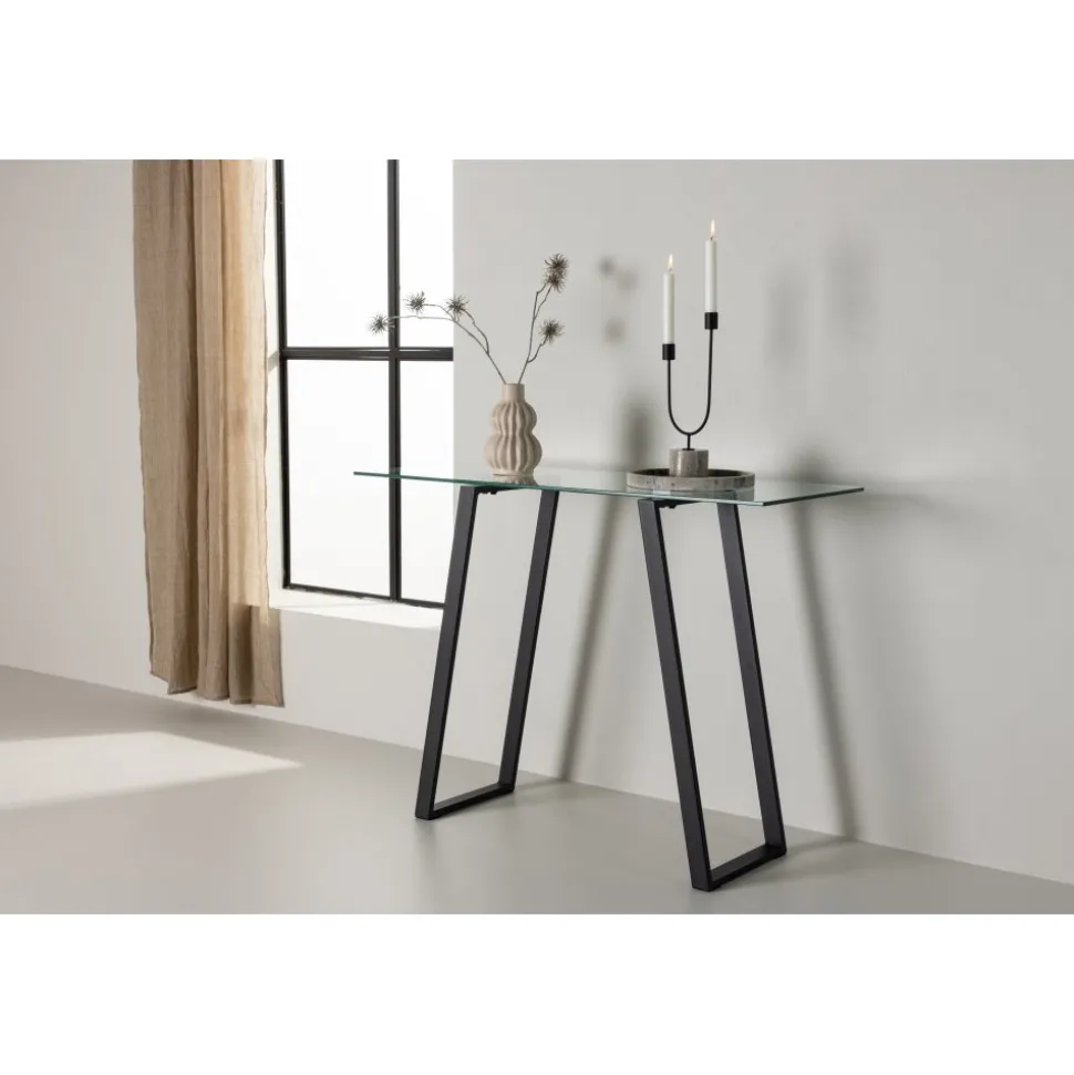 Horten avlastningsbord 100 x 40 cm - Svart/Transparent