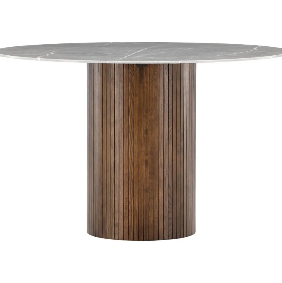 Härön sidobord Ø52 cm - Grå/valnöt