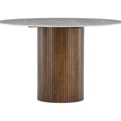 Härön sidobord Ø52 cm - Grå/valnöt