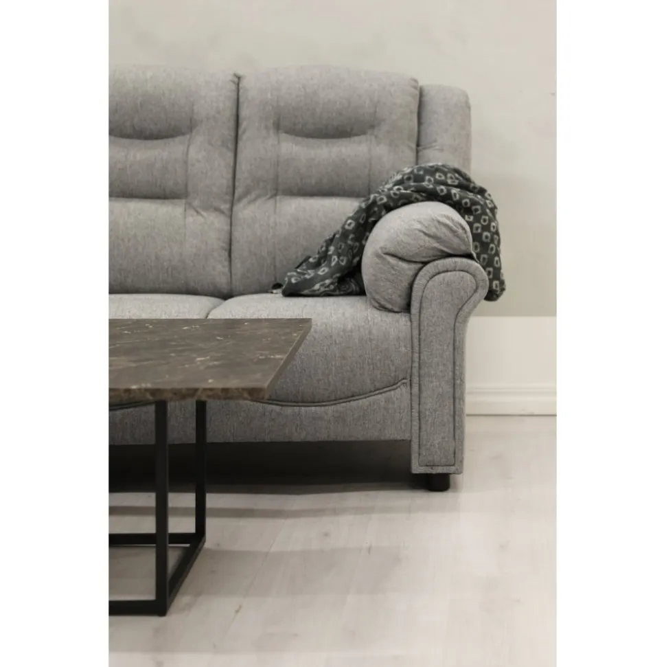 Hörnsoffa grå 5-sits - Peking + Fläckborttagare för möbler