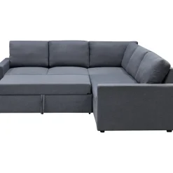 Hörnsoffa med bädd och förvaring - Grå