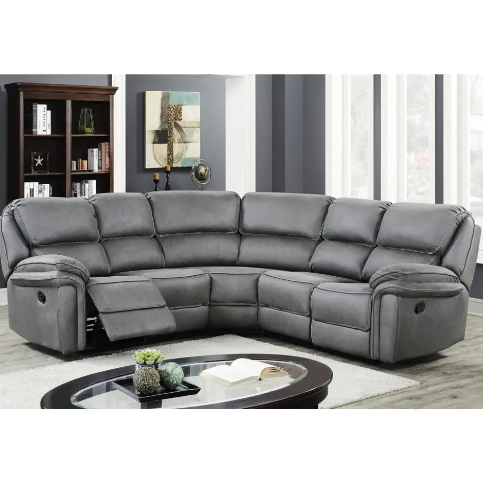 Hörnsoffa recliner grå microfiber