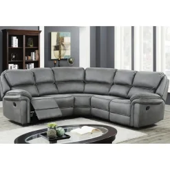 Hörnsoffa recliner grå microfiber + Textilrengöring för möbler