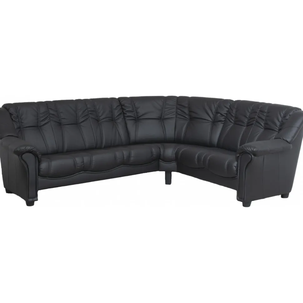 Hörnsoffa 5-sits svart PU - Rom