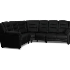 Hörnsoffa svart konstläder 5-sits - Peking + Fläckborttagare för möbler