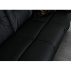 Hörnsoffa svart konstläder 5-sits - Peking + Fläckborttagare för möbler