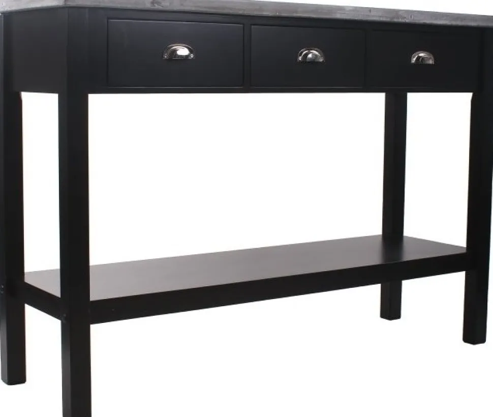 Hugo avlastningsbord med 3 lådor 110x36 cm - Svart