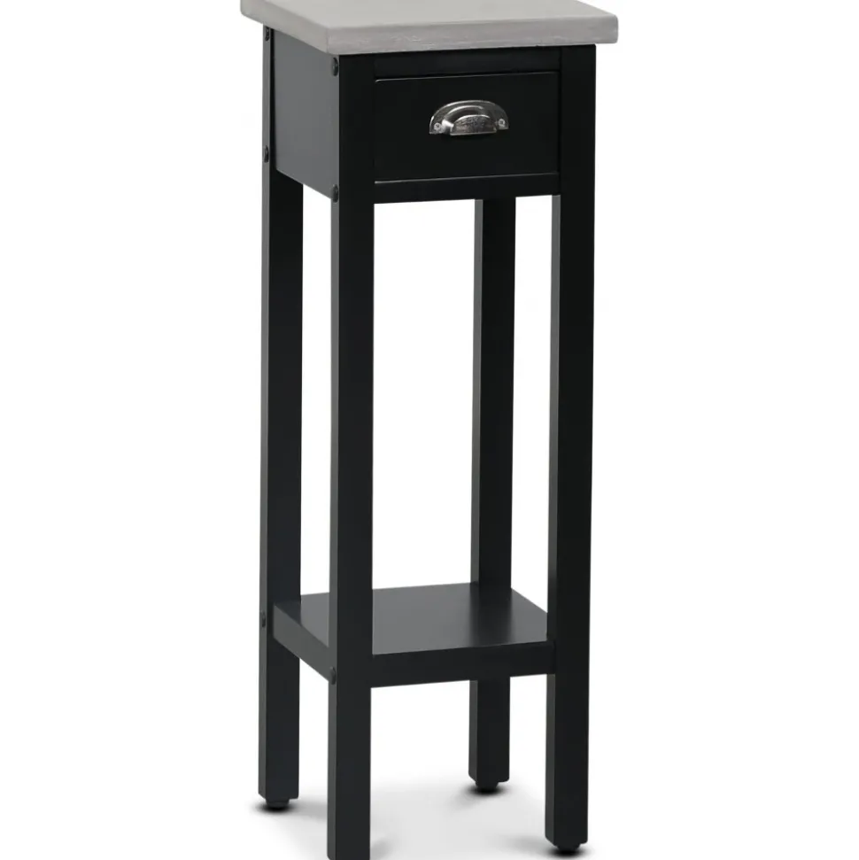 Hugo svart Sängbord höjd 70 cm cement-topp + Textilrengöring för möbler