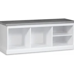 Hugo vit sittbänk med cement + Möbeltassar