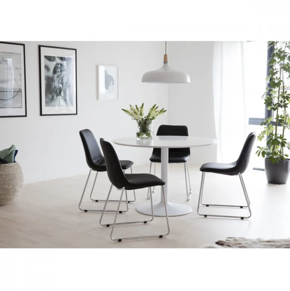 Ibiza vitt runt matbord ø110 cm + Möbeltassar