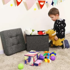 Idris sittpuff med förvaring - Mörkgrå