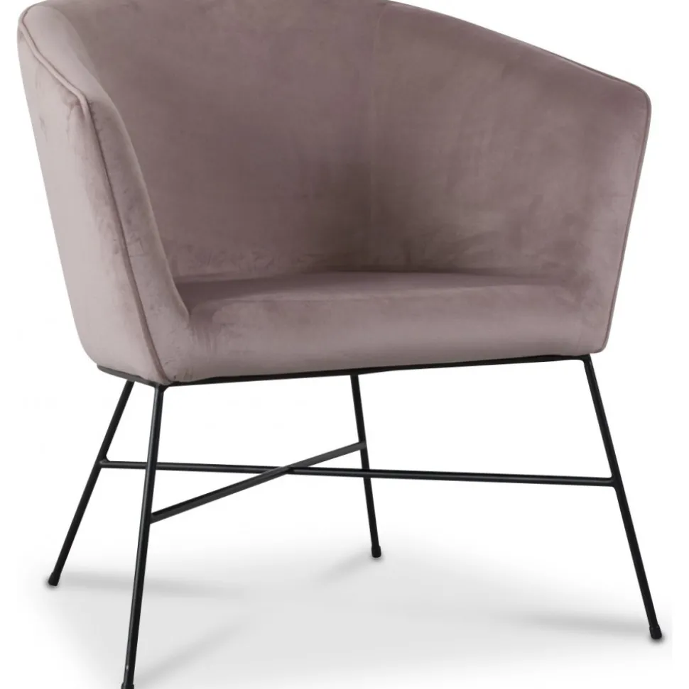 Isabelle fåtölj i rosa sammet + Möbeltassar