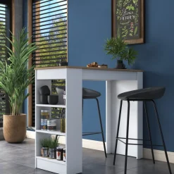 Jarik barbord 120 x 50 cm - Valnöt/vit