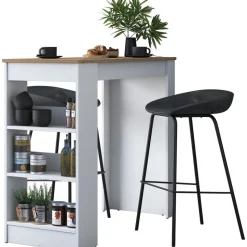 Jarik barbord 120 x 50 cm - Valnöt/vit