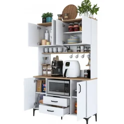 Jeriko köksskåp 168 - Vit/valnöt