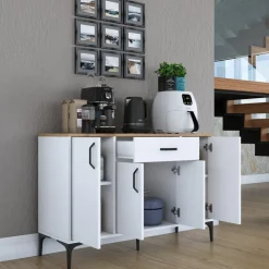 Jeriko skänk 136 - Vit/valnöt