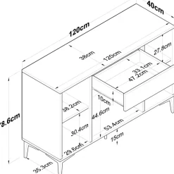 Jeriko skänk 136 - Vit/valnöt