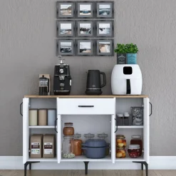 Jeriko skänk 136 - Vit/valnöt