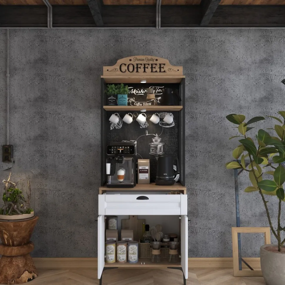 Jeriko skåp 157 - Valnöt/vit