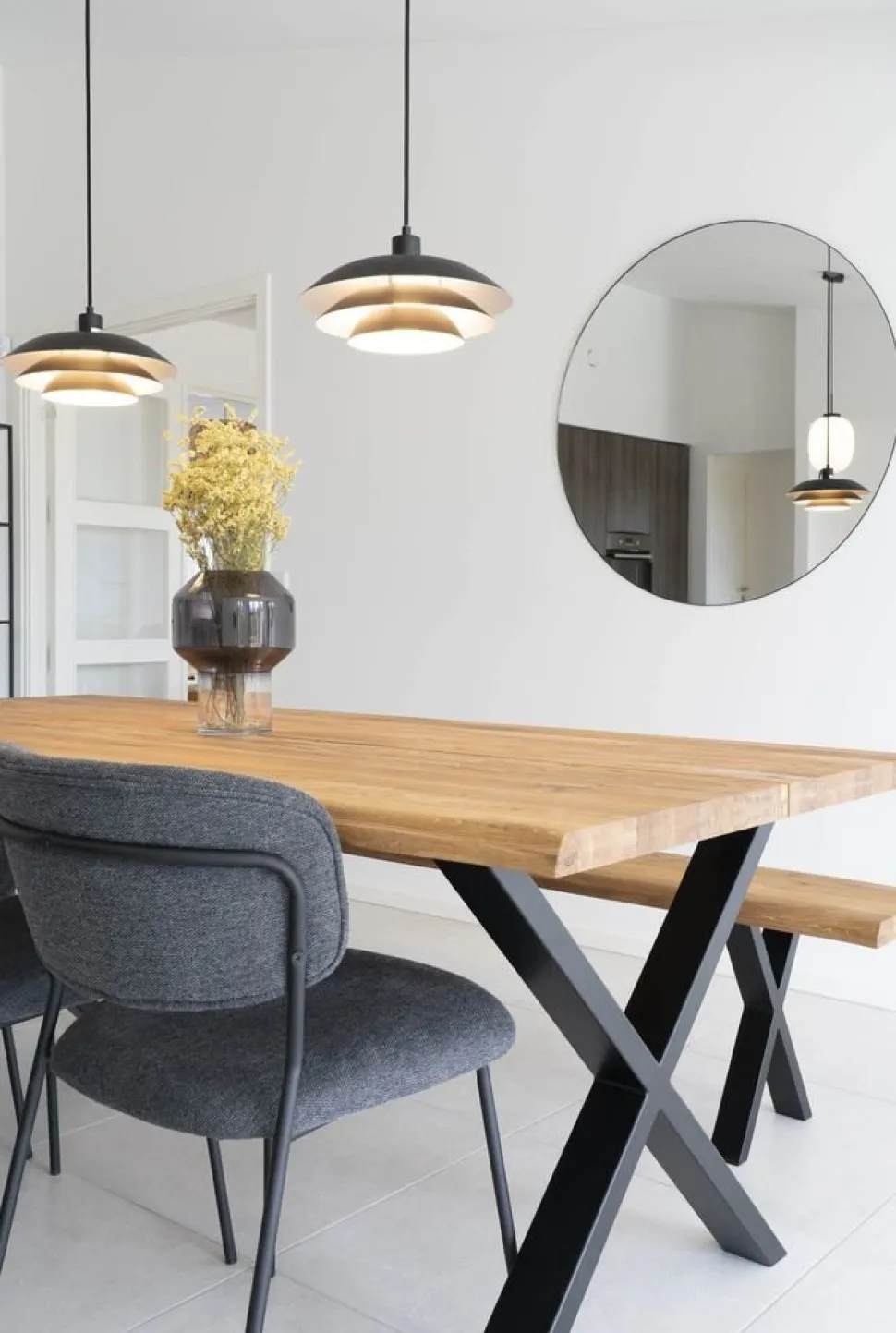 Jersey Spegel - Svart - Ø100 + Karta med möbeltassar på köpet!