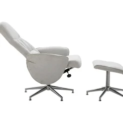 Julius reclinerfåtölj med fotpall - Grå tyg