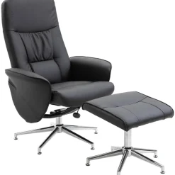 Julius reclinerfåtölj med fotpall - Svart PU