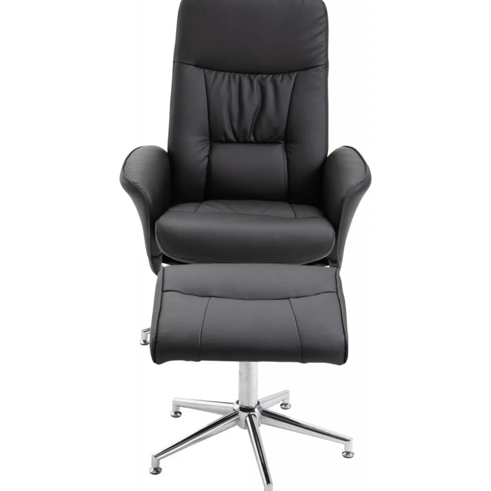 Julius reclinerfåtölj med fotpall - Svart PU