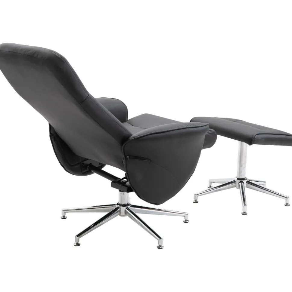 Julius reclinerfåtölj med fotpall - Svart PU