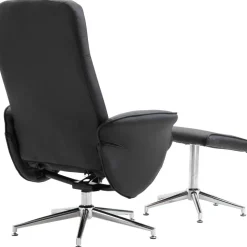 Julius reclinerfåtölj med fotpall - Svart PU