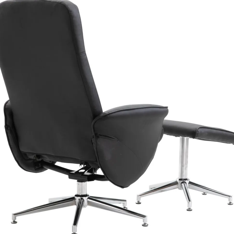 Julius reclinerfåtölj med fotpall - Svart PU