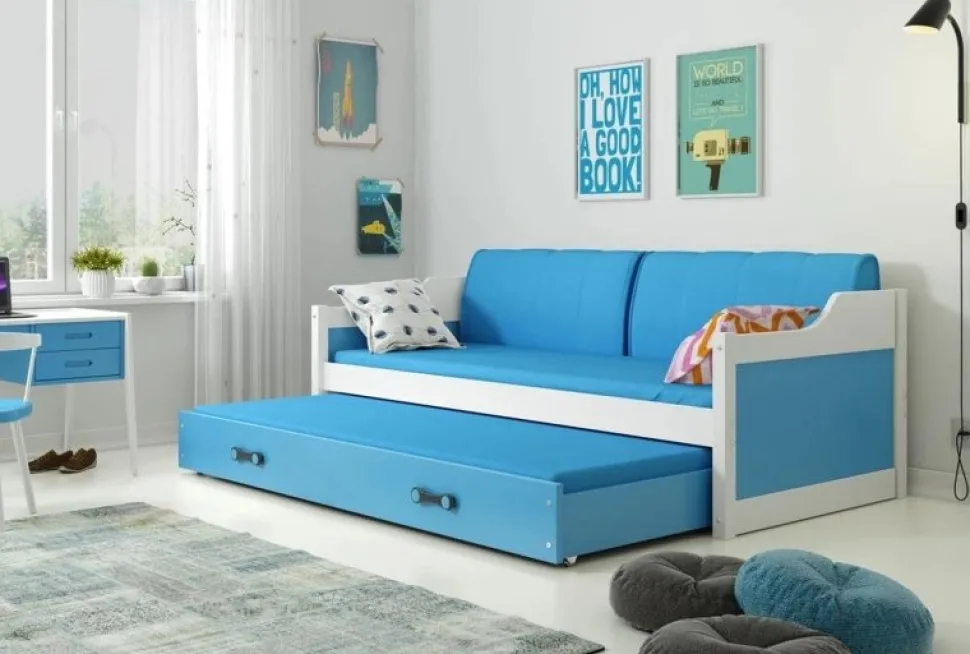 Juniorsäng Odense 90 cm - Blå/vit