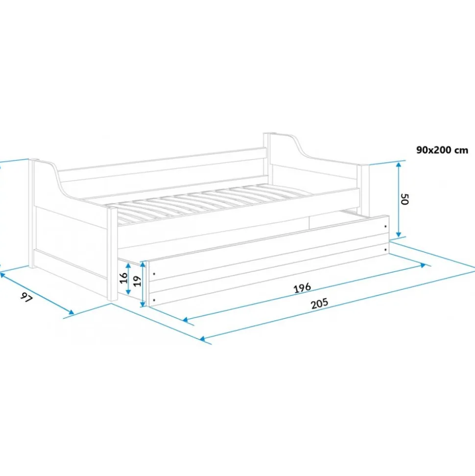 Juniorsäng Odense 90 cm - Blå/vit