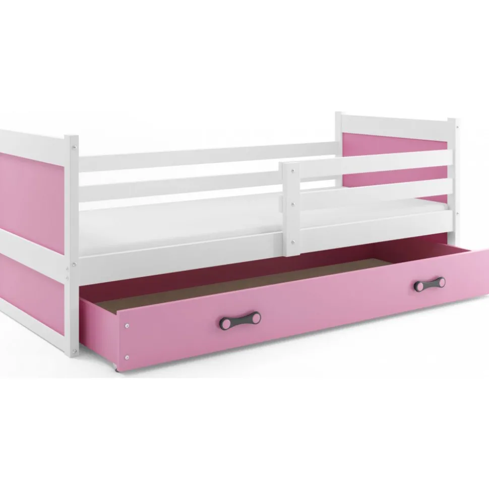 Juniorsäng Århus med förvaringslåda 90 cm - Vit/Rosa