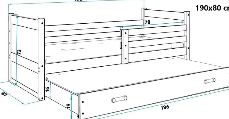 Juniorsäng Århus med förvaringslåda 90 cm - Vit/Rosa