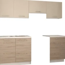 Katia komplett kök 220 cm - Ljusbeige/san marino ek/vit