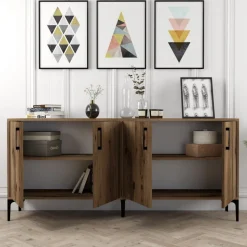 Kiev skänk 180 cm - Valnöt + Möbeltassar