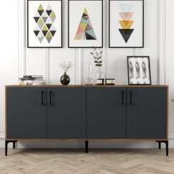 Kiev skänk 180 cm - Valnöt/antracit