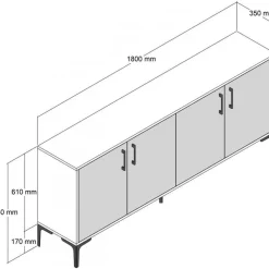 Kiev skänk 180 cm - Valnöt/antracit