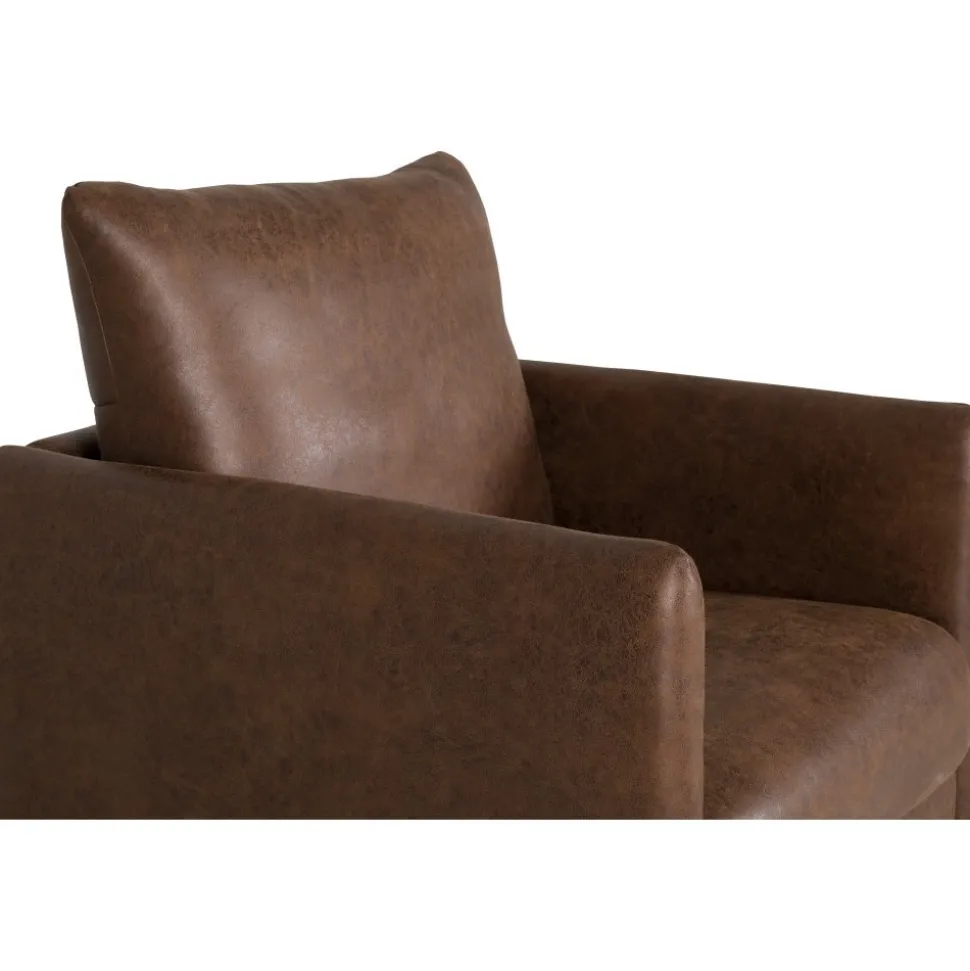 Kingsley fåtölj - Brunt ecoläder + Fläckborttagare för möbler