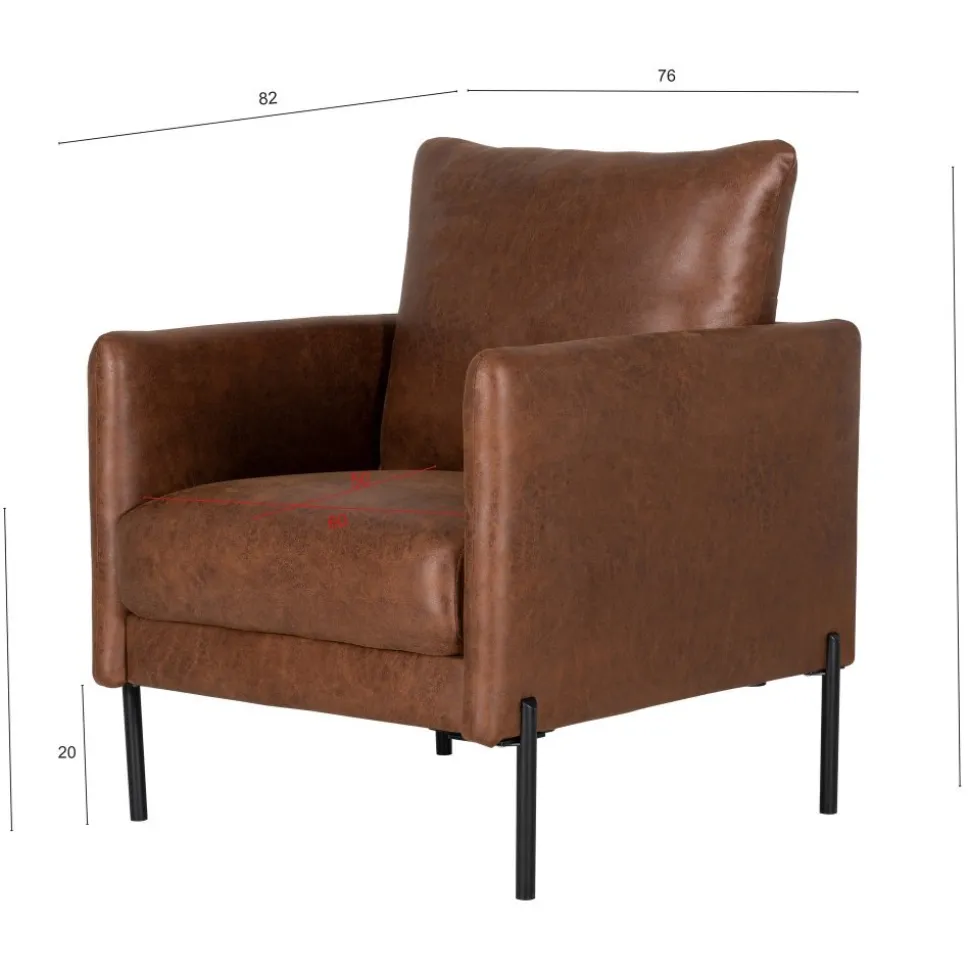 Kingsley fåtölj - Brunt ecoläder + Fläckborttagare för möbler