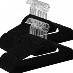 Klädgalge, sammet, 45 cm, 50-pack - Svart