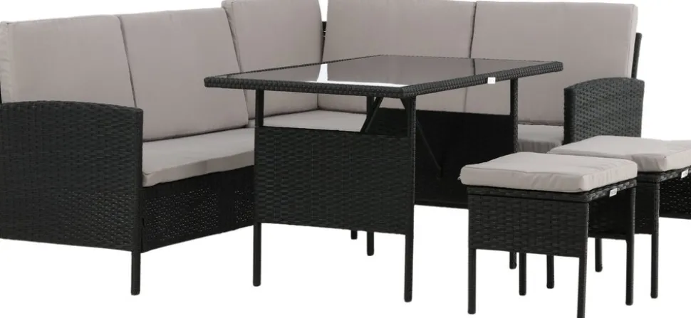 Knock hörnsoffgrupp - Svart/grå