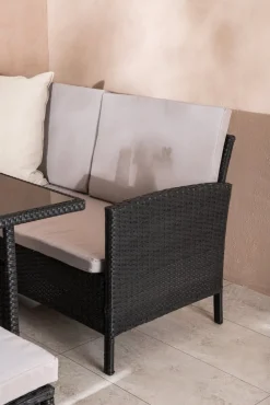 Knock hörnsoffgrupp - Svart/grå + Rengöringsmedel för utemöbler