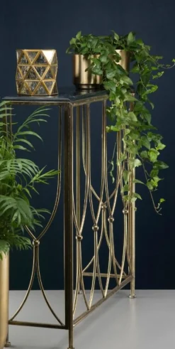 Konsolbord mässing/svart - Andrea + Textilrengöring för möbler