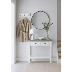 Konsolbord vitt med cement topp - Hugo + Möbeltassar